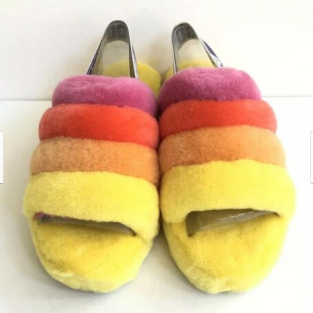 UGG Pride Fluff Yeah Rainbow SLIPPERS Slide - Picture 10 of 13